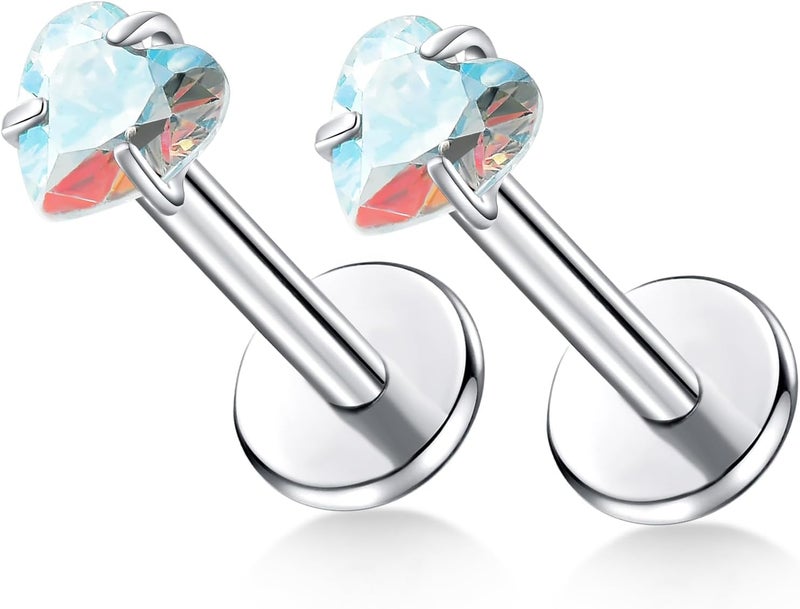 TOMIDES G23 Titanium Lip Rook Labret Studs Helix Tragus Earring Set 16G Threadless CZ Nose Stud Hypoallergenic Conch Lobe Cartilage Push Back Monroe Piercing Jewelry - Image 1